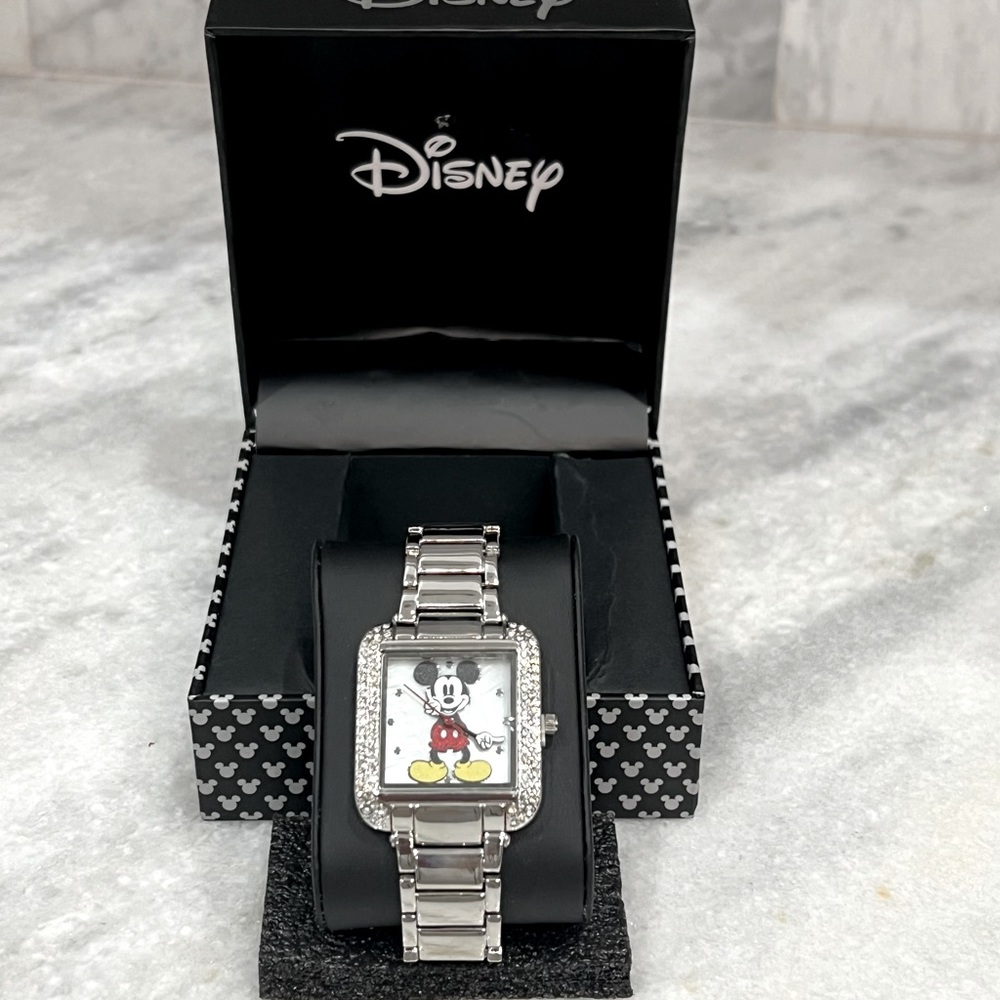 DISNEY Women’s Mickey Mouse Crystal Embellished Silvertone Watch - Picture 8 of 11